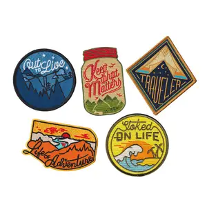 ADVENTURE-5-PATCH-VARIETY-PACK Hiking Camping Applique Embroidery Patches Iron on Patches for Clothing