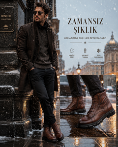 VOYAGER 3978 Genuine Leather Chukka <b>Lace</b>-Up Ankle Walking <b>Boots</b> Anti-Slip EVA Midsole Autumn Winter Footwear - Product Image 1