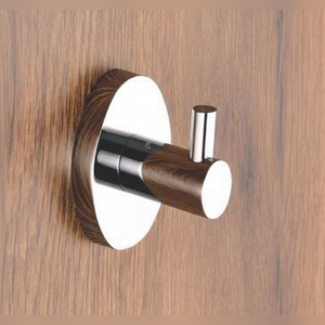 Crochet de Robe Simple de Qualité Supérieure, Finition Aspect Bois Chromé, Fixation Murale, Accessoire de Salle de Bain, Commande en Gros - Product Image 1