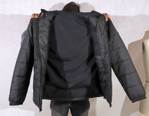 เสื้อแจ็คเก็ตขนเป็ดมีฮู้ดสำหรับผู้ชาย, เสื้อโค้ทกีฬาลำลองผ้าคอตตอนหนามีซิปมีเชือกรูดให้ความอบอุ่นในฤดูหนาว - Product Image 3