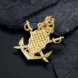 Nouveauté Collier pendentif hip-hop serti de moissanite VVS avec argent 925 plaqué or, design pirates, bijoux brillants, fournisseur - Product Image 2