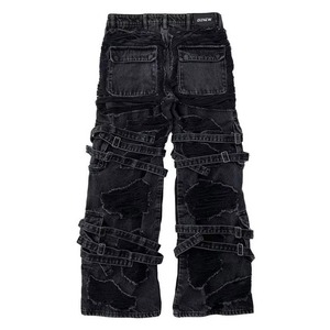 Jeans Unisex 2025 de Mezclilla Gótica, Estilo Hip Hop, Holgados, con Múltiples Bolsillos, Transpirables, Lavado a la Piedra, para Invierno - Product Image 4