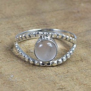 Anillo de Plata de Ley 925 hecho a mano para niñas, fina piedra preciosa, Cuarzo Rosa Natural, joyería estampada para mujeres, regalos de boda - Product Image 5