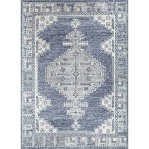 Tapis en laine noué à la main Savana Blue PKWL-986 pour usage domestique - Motif rectangulaire en patchwork pour salon, couloir, entrée - Product Image 1