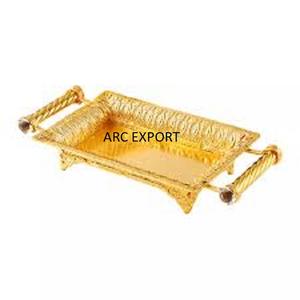 Plateau de fantaisie doré et brillant Grande vaisselle moderne avec métal doré et plateau de décoration de couleur dorée pour la meilleure vente - Product Image 6