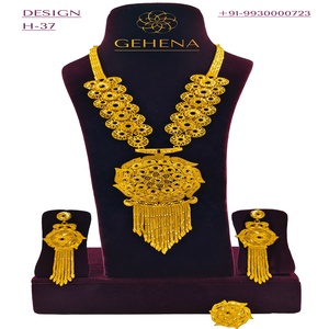 Collier LONG plaqué Or 24K, 5 grammes, boucles d'oreilles, Collier De Luxe, Bijoux, Plaque ou Ensemble africain, Bijoux indiens pour Femme - Product Image 1