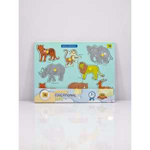 Rompecabezas Educativo de Madera de Animales Salvajes, Juguete DIY con Logotipo Personalizable, con Caja, Juego Divertido - Product Image 1