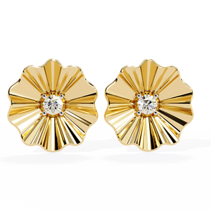 Brilliant 18K Gold Earring with Lab-Grown Diamond White Yellow Rose Gold Stud Earrings for Parties - Product Image 1