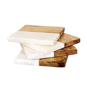 Posavasos Redondos Clásicos de Madera y Mármol Ecológicos Rabeh de Uttar Pradesh para Té, Café y Bebidas - Product Image 6