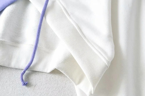 Sudaderas con capucha recortadas de manga larga con estampado de letras coreanas de algodón de alta calidad para mujer, sudaderas con capucha de punto al por mayor para mujer - Product Image 3