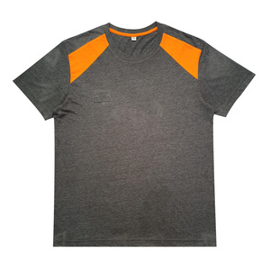 T-shirt pour homme de qualité supérieure, 100% coton biologique, teint en pièce, respirant, imprimé sportif, noir et orange, prix de gros - Product Image 3