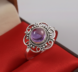 Anillo de Plata de Ley 925 con Amatista Hecho a Mano para Bodas, Aniversarios, Regalo de Cumpleaños - Product Image 6