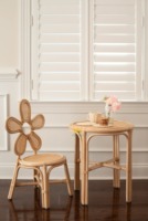 Chaise d'enfant en rotin marguerite nouvelle chaise d'enfant de conception chaise d'enfants en rotin fabriquée à la main avec dossier floral