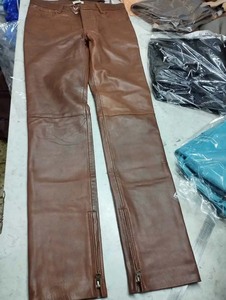 กางเกงหนังแท้สีน้ำตาลโบราณ คุณภาพพรีเมียม หนังแกะนุ่มพิเศษ สไตล์ไบค์เกอร์ เรียบง่าย สไตล์เกาหลี - Product Image 6
