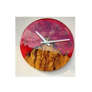 Horloge murale à quartz moderne et minimaliste en bois et résine silencieuse pour chambre à coucher et espaces de vie Décoration intérieure élégante - Product Image 2