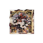 Beige Silk Floral <b>Square</b> <b>Scarf</b> - Product Image 3