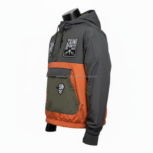 แจ็กเก็ตกันลมไนล่อนแบบพรีเมี่ยมสำหรับผู้ชายแจ็กเก็ตกันลมสีส้มและเทา - Product Image 5