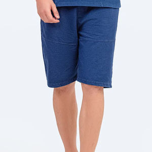Pantalones cortos de poliéster/algodón para hombre, venta al por mayor de OEM, ropa cómoda, material transpirable respetuoso con el medio ambiente, estampado teñido de hilo - Product Image 1