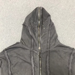 Fabricante de sudaderas con capucha de peso pesado con cierre completo, sudadera con capucha gris lavada con cierre completo - Product Image 5