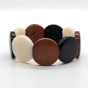 Brazalete Elástico de Resina con Cuentas Geométricas Anchas, Estilo Vintage 2025, Hecho a Mano, de Alta Calidad, Ajustable, Acrílico, Negro y Blanco - Product Image 4