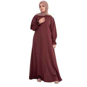 ชุดอาบายะห์อิสลามแบบเรียบง่ายสำหรับผู้หญิง ปักโลโก้ได้ ผ้าไม่ยับ ยาวคลุมเท้า แขนยาว ขายส่ง ขายดี - Product Image 1