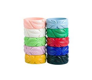 Best Colorful Resin <b>Bangle</b> Bracelets Design Stylish With Carved Floral Pattern Round Artistic Home Decoration Craft Jewelry - Product Image 1
