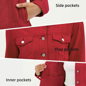 Veste en jean de haute qualité pour femmes, logo personnalisé, respirante, couleur rouge, look décontracté, vêtements d'extérieur pour l'hiver, veste en jean pour femmes - Product Image 4