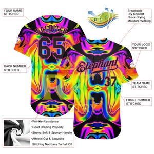 Camiseta de Béisbol Unisex para Adultos con Diseño Auténtico de Primera Calidad, Patrón 3D de Arte Fluido, 100% Poliéster, Personalizable, Ligera - Product Image 3
