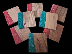 Juego de posavasos de resina y madera de lujo, hermoso diseño de fusión artística, posavasos redondos para tazas de té posavasos de piedra - Product Image 4