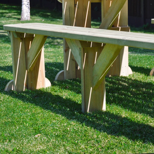Ensemble de table de pique-nique extérieur en bois massif Auden, jardin, piscine avec finition naturelle - Product Image 5