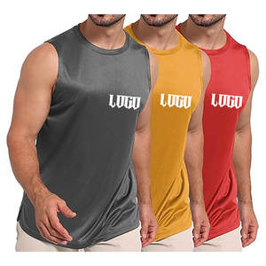 Men Gym Tank Top Athletic Customized Quick Dry Crewneck Soft Cotton Regular Fit High <b>Stretch</b> Exercise Plain Blank Stringer Vest - Product Image 6