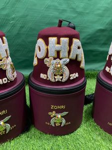 Estuche para Fez Masónico Personalizado de Alta Calidad, Tela Bordada con Cierre Magnético, Decoración con Cuentas, Insignia Cosida - Product Image 2