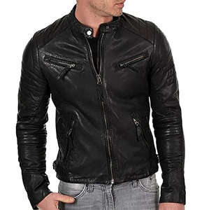 Chaqueta de motorista con cremallera, chaquetas de cuero transpirables antiviento para hombre, chaqueta de cuero para otoño e invierno, chaqueta clásica para hombre - Product Image 6