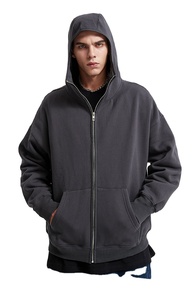 Nueva Sudadera con Capucha y Cremallera para Hombre, 100% Algodón, Gruesa (500g), Diseño Digital Sólido, Estilo Urbano Informal - Product Image 5