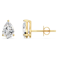 Boucles d'oreilles tendance en diamant poire à trois griffes de qualité supérieure, cultivées en laboratoire, certifiées IGI, couleur D-E-F, en or, or rose, or blanc, argent, pour soirée