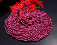 Perles rondes à facettes rubis naturel de qualité AAA 3mm fabrication de bijoux brins de pierres précieuses en gros-fournisseur de rubis rouge 13 pouces