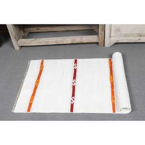 Tapis vintage 1,7 x 3,9 pieds, petit tapis turc, tapis en laine camouflage blanc - Product Image 5