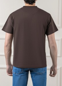 เสื้อยืดแขนสั้นสีทึบทรงหลวมสำหรับผู้ชายผ้าฝ้าย100% พิมพ์โลโก้ได้ตามต้องการ - Product Image 3