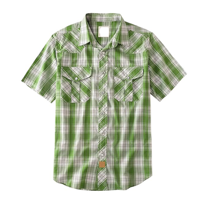 Chemise hawaïenne pour homme à manches courtes, à carreaux, à bouton unique, en tissu 100% coton et lin, chemise décontractée d'été - Product Image 1