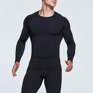High Quality Knitted <b>Compression</b> <b>Shirts</b> Breathable Eco-Friendly Workout Yoga Base Layer Thumb Hole Men Long Sleeves - Product Image 3