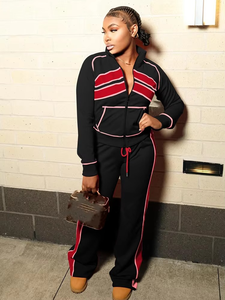 Nouvelle tenue décontractée pour femme 2026, ensemble deux pièces en polyester/nylon avec sweat à capuche court brodé et respirant pour l'automne - Product Image 5