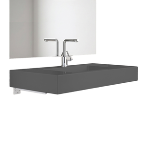 Lavabo Koricini Manchester 100 cm in resina grigio opaco con staffe di supporto - Product Image 3