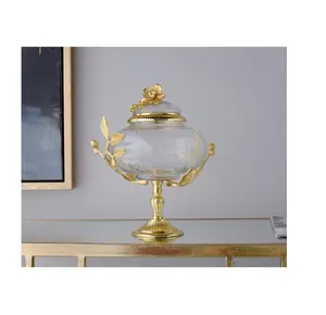 Mangkuk dekoratif dengan desainer kuningan timbul mangkuk bunga pemegang Premium kualitas tinggi logam trendi melayani mangkuk