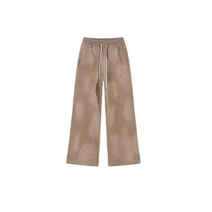 Pantalones de chándal vintage con logotipo personalizado para hombre, ropa de calle, Jogger de pierna ancha de tela de lana de peso pesado en blanco - Product Image 6