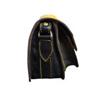Sac à bandoulière/croisé en cuir véritable, petit format, style vintage, fait main, jaune, pour femme, marocain, personnalisé, avec fermeture à bouton et logo
