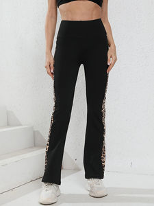 Pantalon de Yoga Bootcut pour femmes léopard Patchwork taille haute évasé pantalon de Jazz décontracté taille élastique pantalon de Jazz d'été coloré - Product Image 4