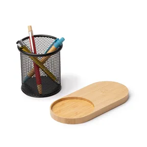 Base di Ricarica Personalizzata in Bambù con Perle per Gadget e Portapenne con Opzioni di Personalizzazione - Product Image 3