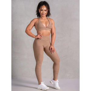 Dernier legging croisé chiné moka personnalisé Ceinture haute profilée Nouveau legging de gymnastique à la mode pour femmes vêtements de sport actifs - Product Image 5