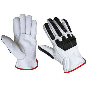 Gants de conducteur anti-impact en cuir de chèvre style pouce d'aile avec paume et dos imperméables gants industriels de sécurité TPR - Product Image 4