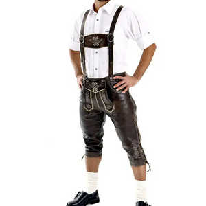 Disfraz de Oktoberfest informal Bavaria Trachten Lederhosen para hombre, cordón plano sólido, cuero genuino, transpirable, Alemán - Product Image 2